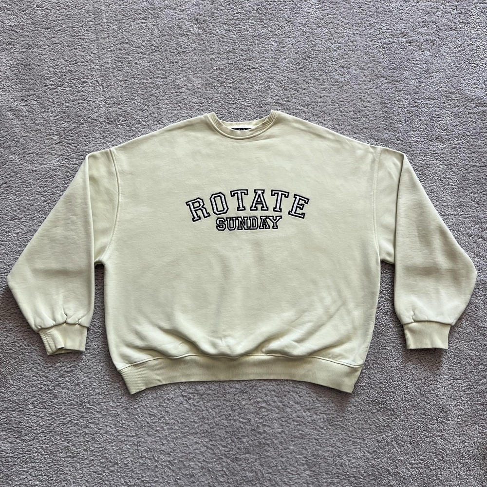 ROTATE Birger Christensen Sunday Iris Crewneck Sweatshirt Womens S Yellow Fleece